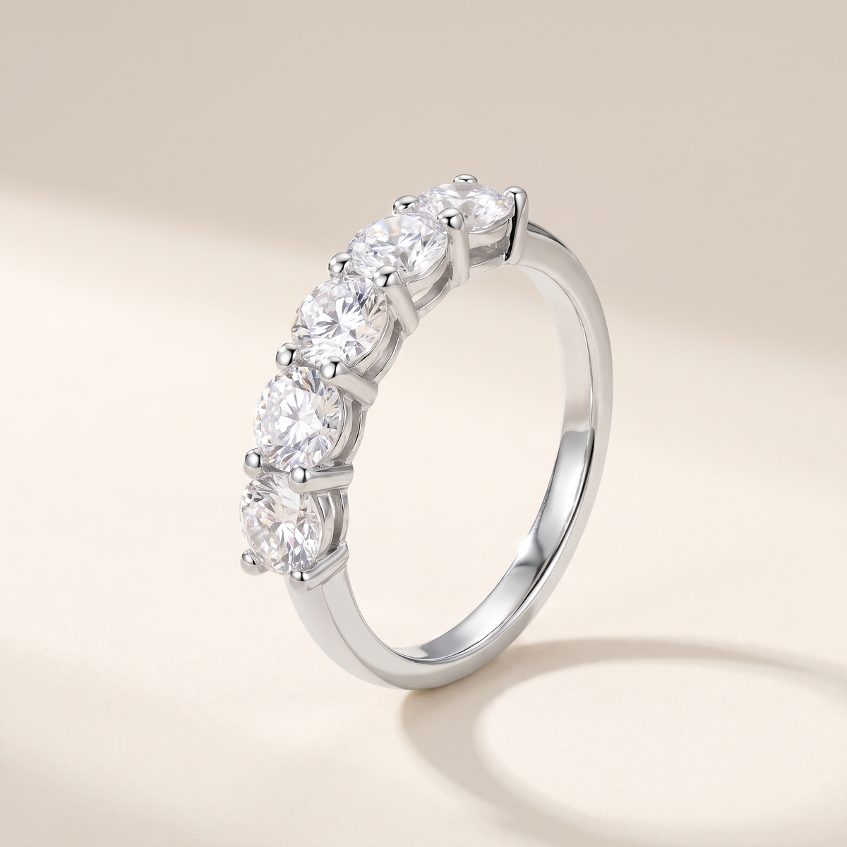 Alliance Five-Stone Moissanite Wedding Band in White Gold