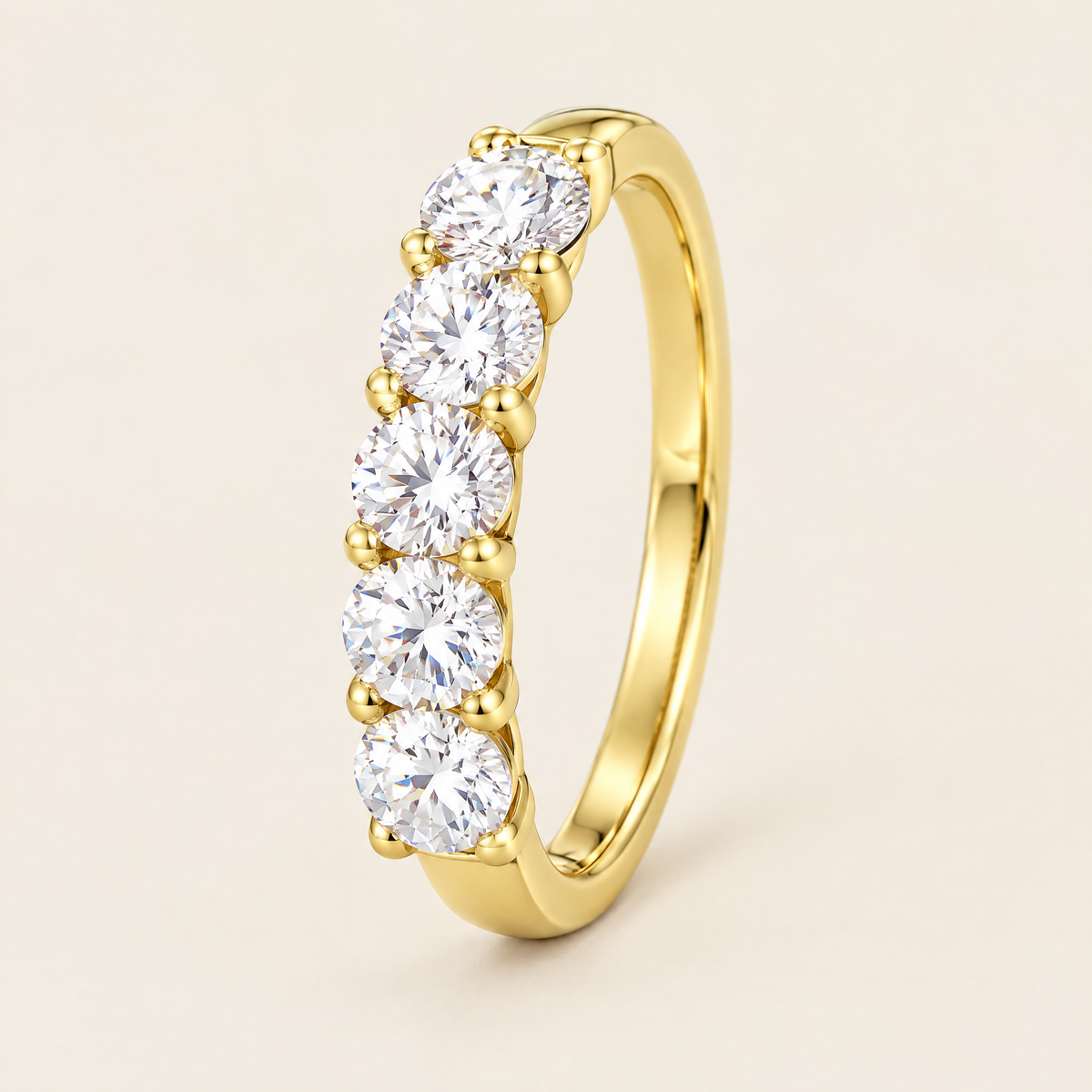 Alliance Five-Stone Moissanite Wedding Band in Yellow Gold