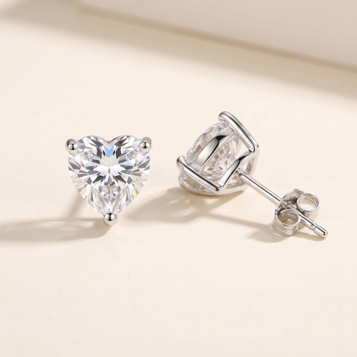 Amélie Heart-Cut Moissanite Studs in White Gold