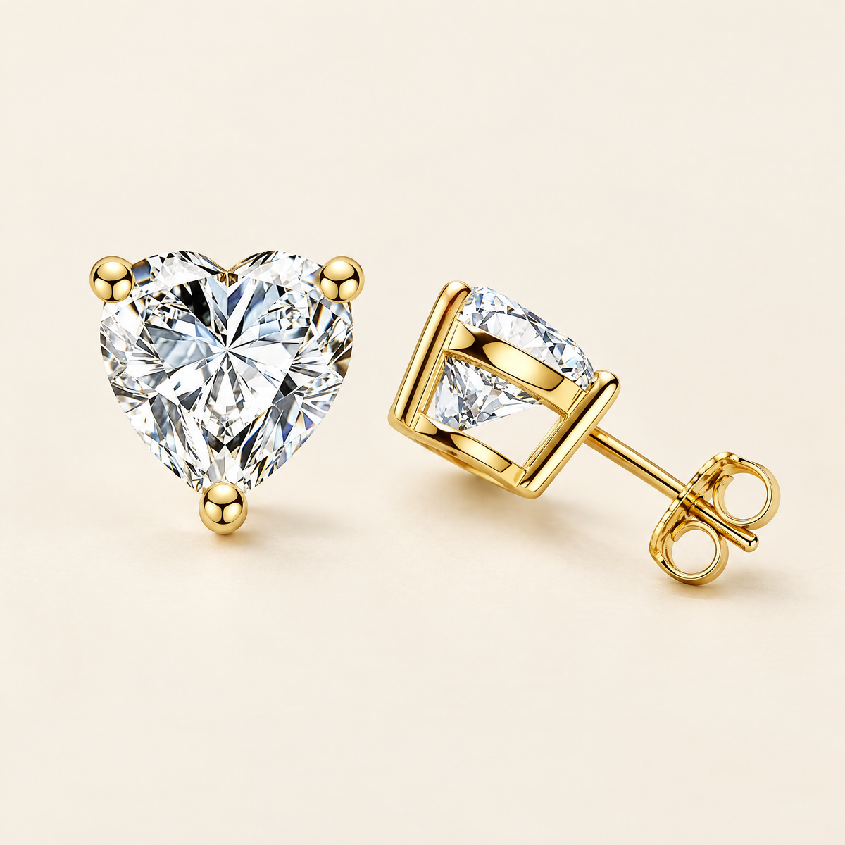 Amélie Heart-Cut Moissanite Studs in Yellow Gold