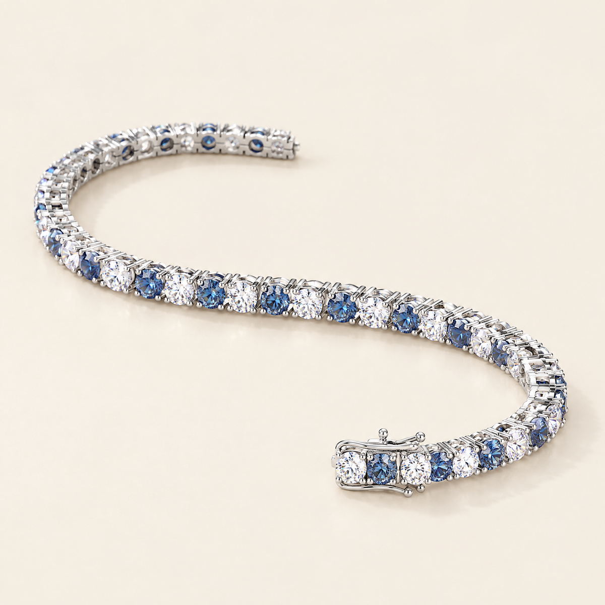 Azur Blue Moissanite Tennis Bracelet in White & Blue