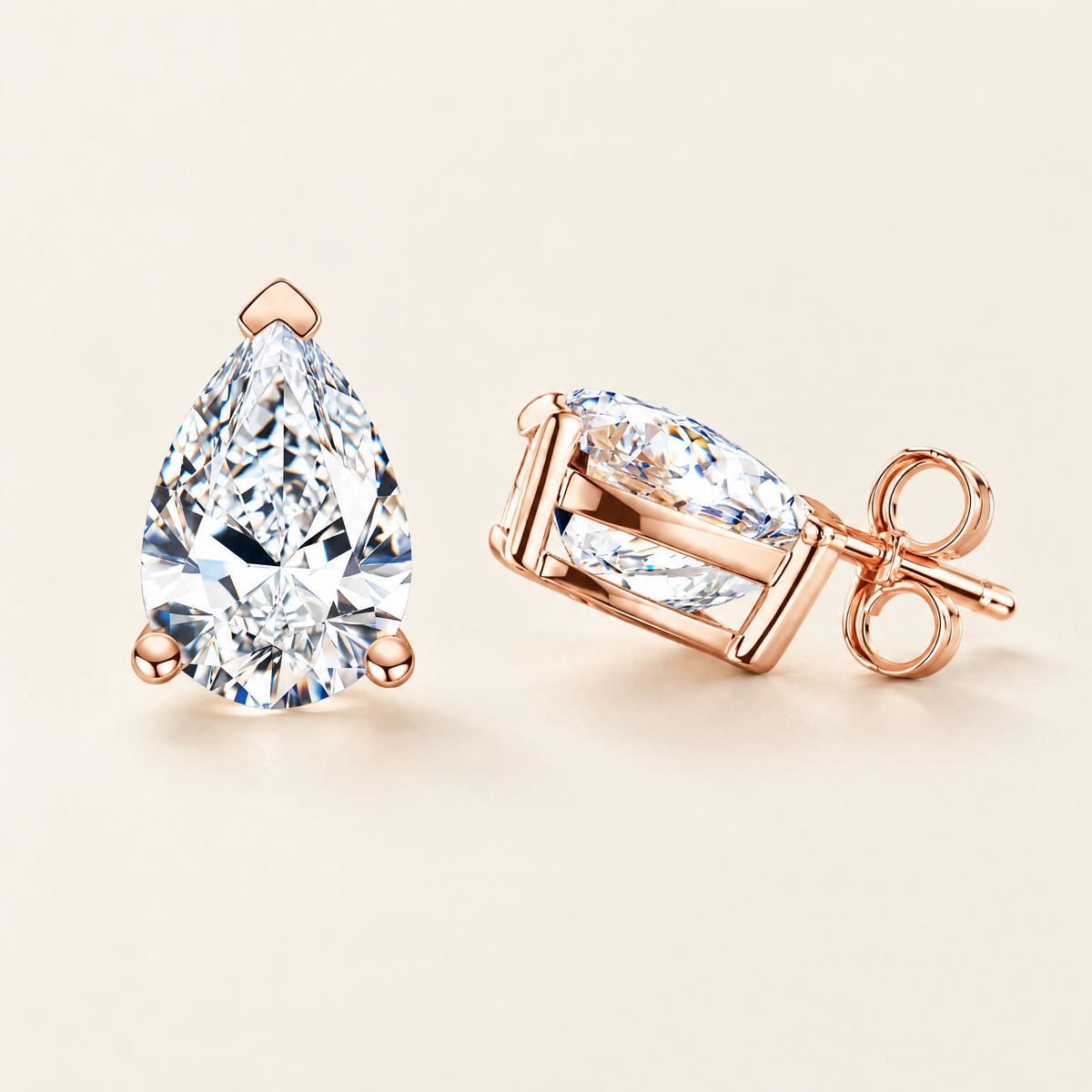 Blanche Pear-Cut Moissanite Studs in Rose Gold