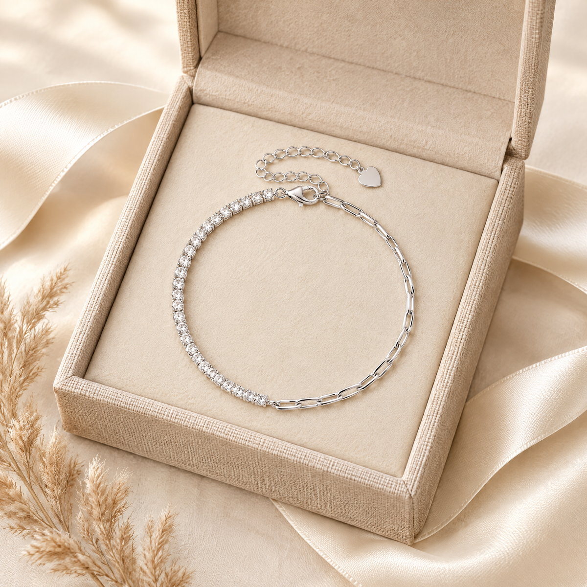 Capri Moissanite Half-Tennis Chain Bracelet, presented in a box