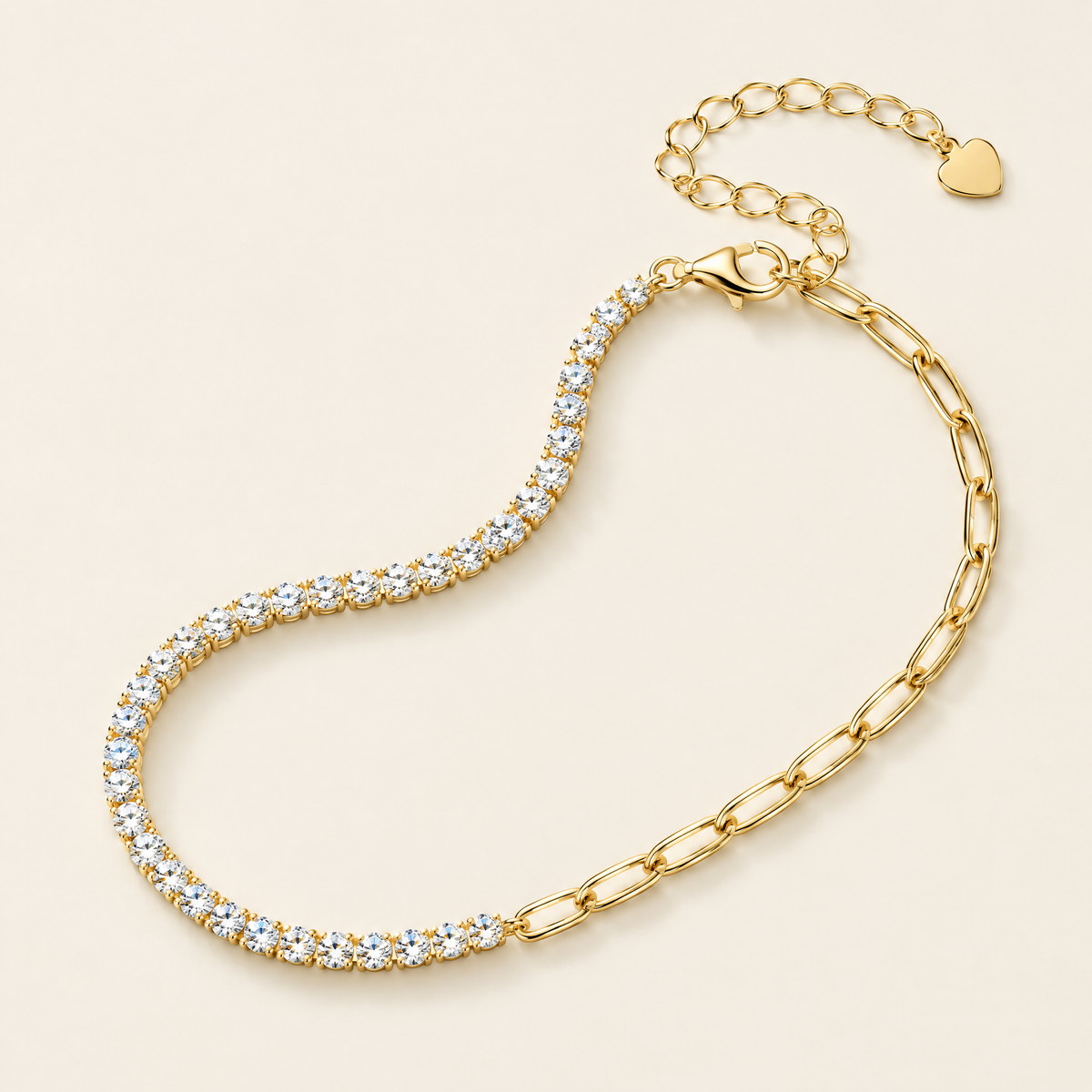 Capri Moissanite Half-Tennis Chain Bracelet in Yellow Gold