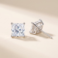 Carré Princess-Cut Moissanite Studs in White Gold