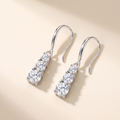 Cascade Three-Stone Moissanite Drop Earrings in 18K White Gold