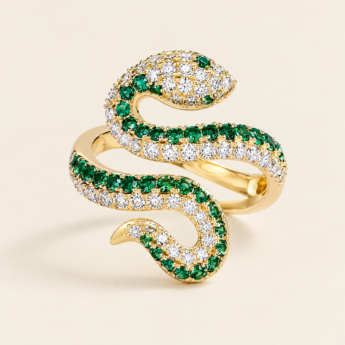 Circé Moissanite Coiled Snake Ring in Yellow Gold