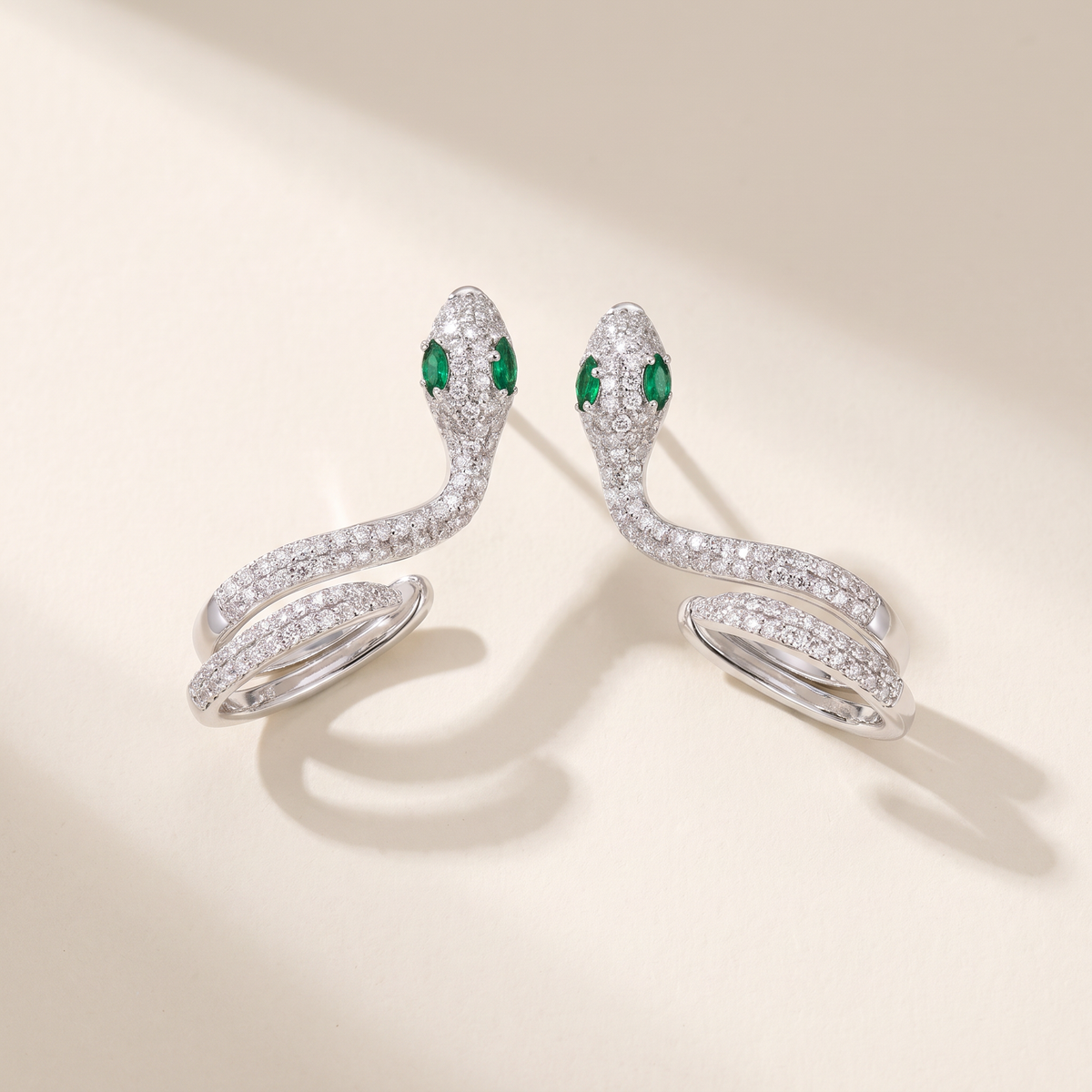 Circé Moissanite Snake Ear Climbers in White Gold