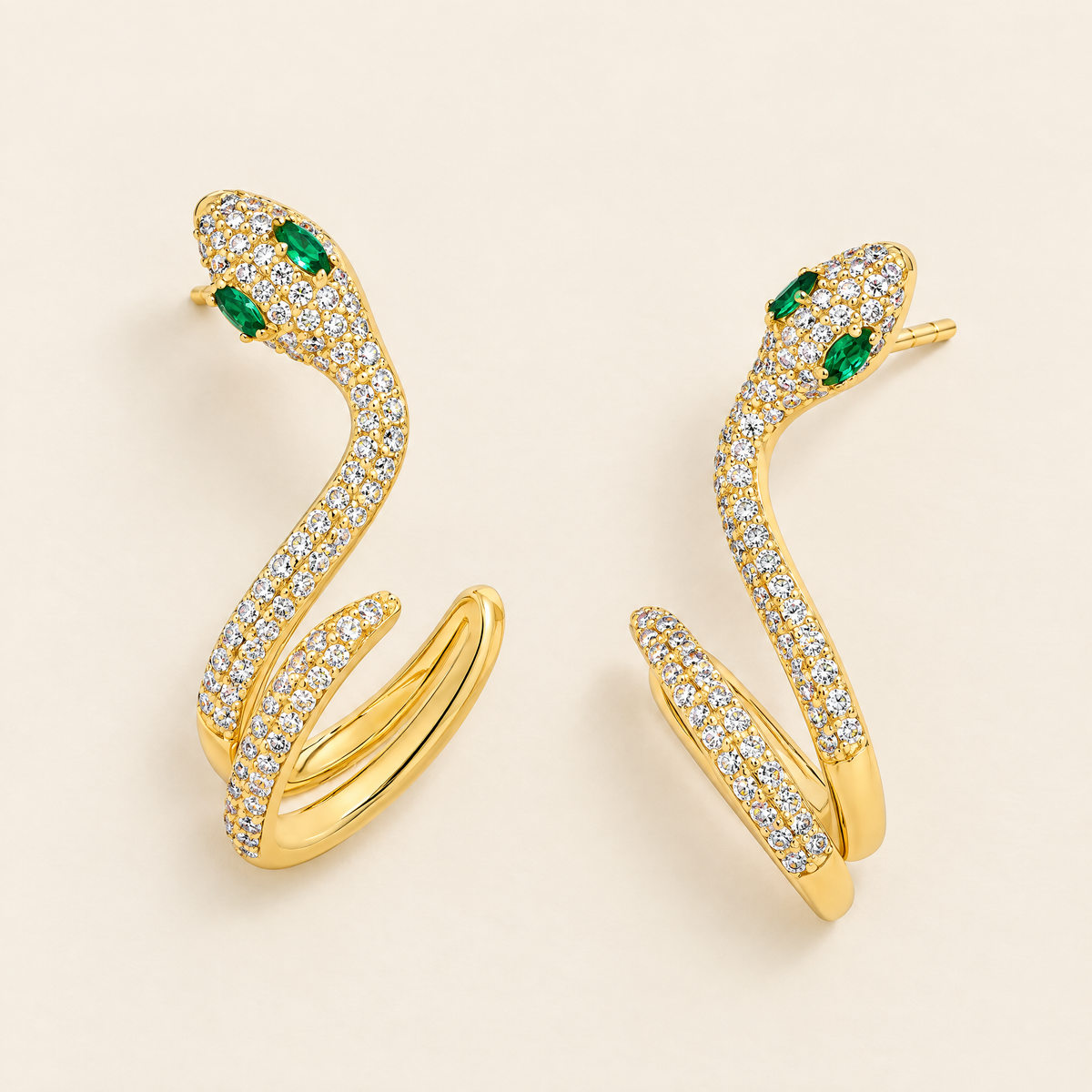 Circé Moissanite Snake Ear Climbers in Yellow Gold