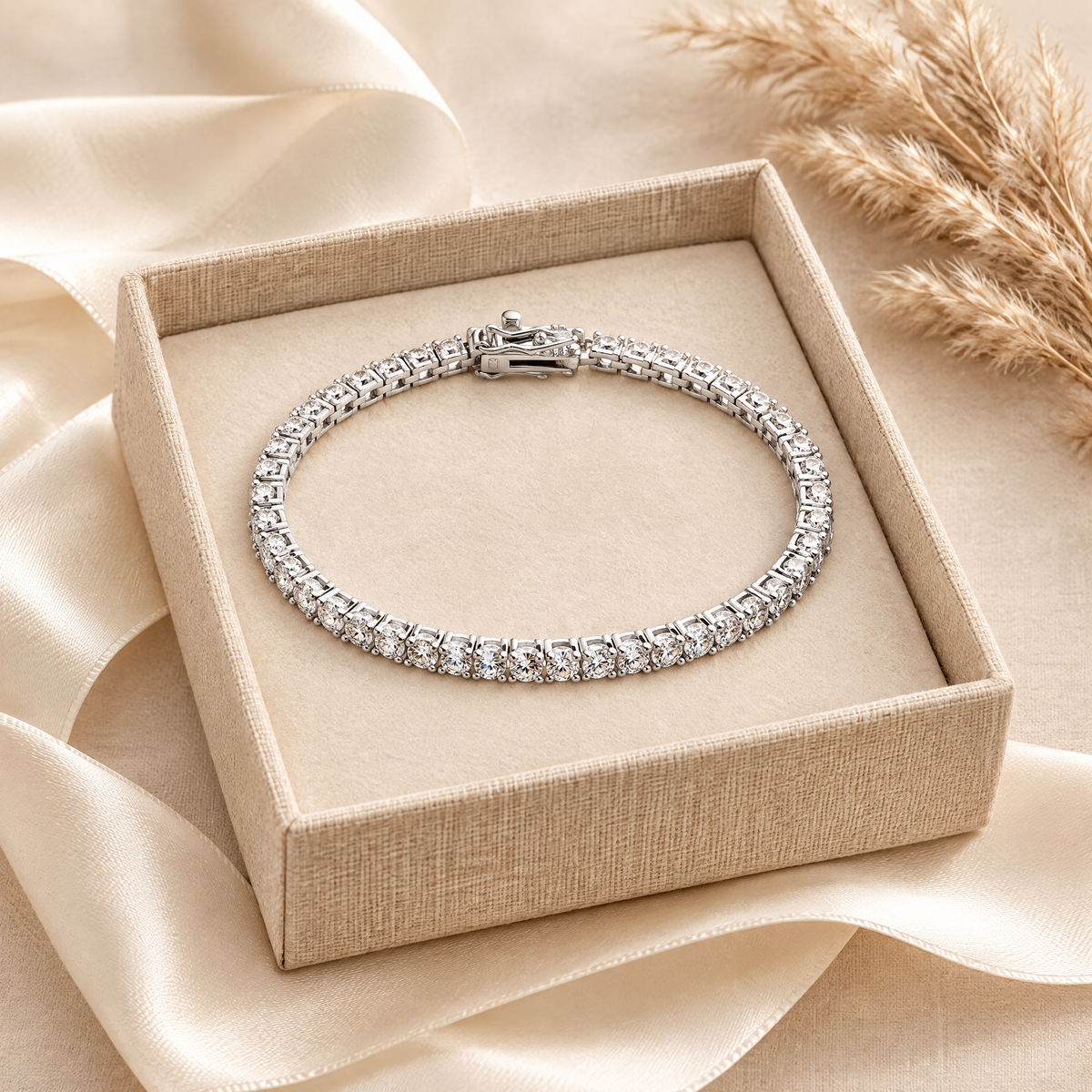 Clara CZ Tennis Bracelet, presented in a box