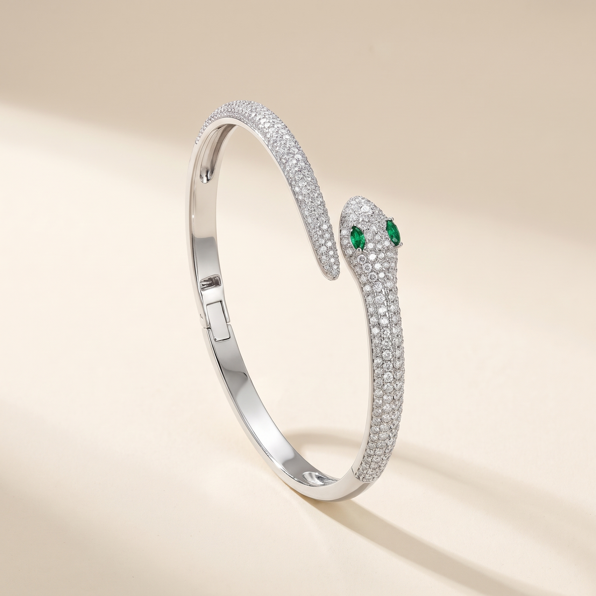 Cléo Moissanite Snake Bangle in White Gold