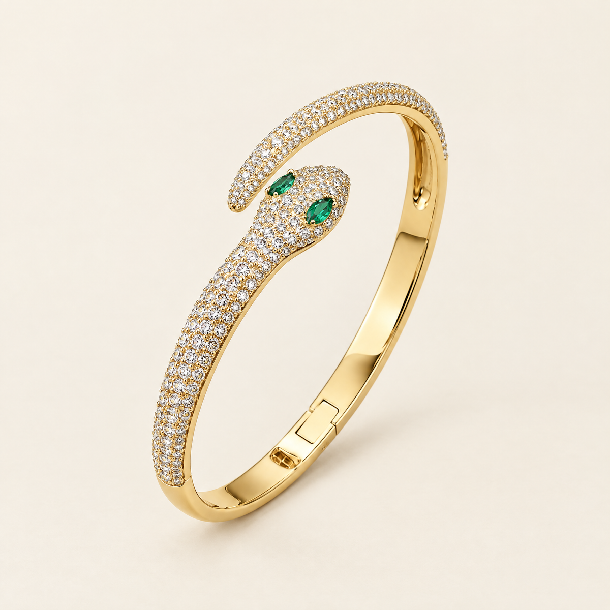 Cléo Moissanite Snake Bangle in Yellow Gold