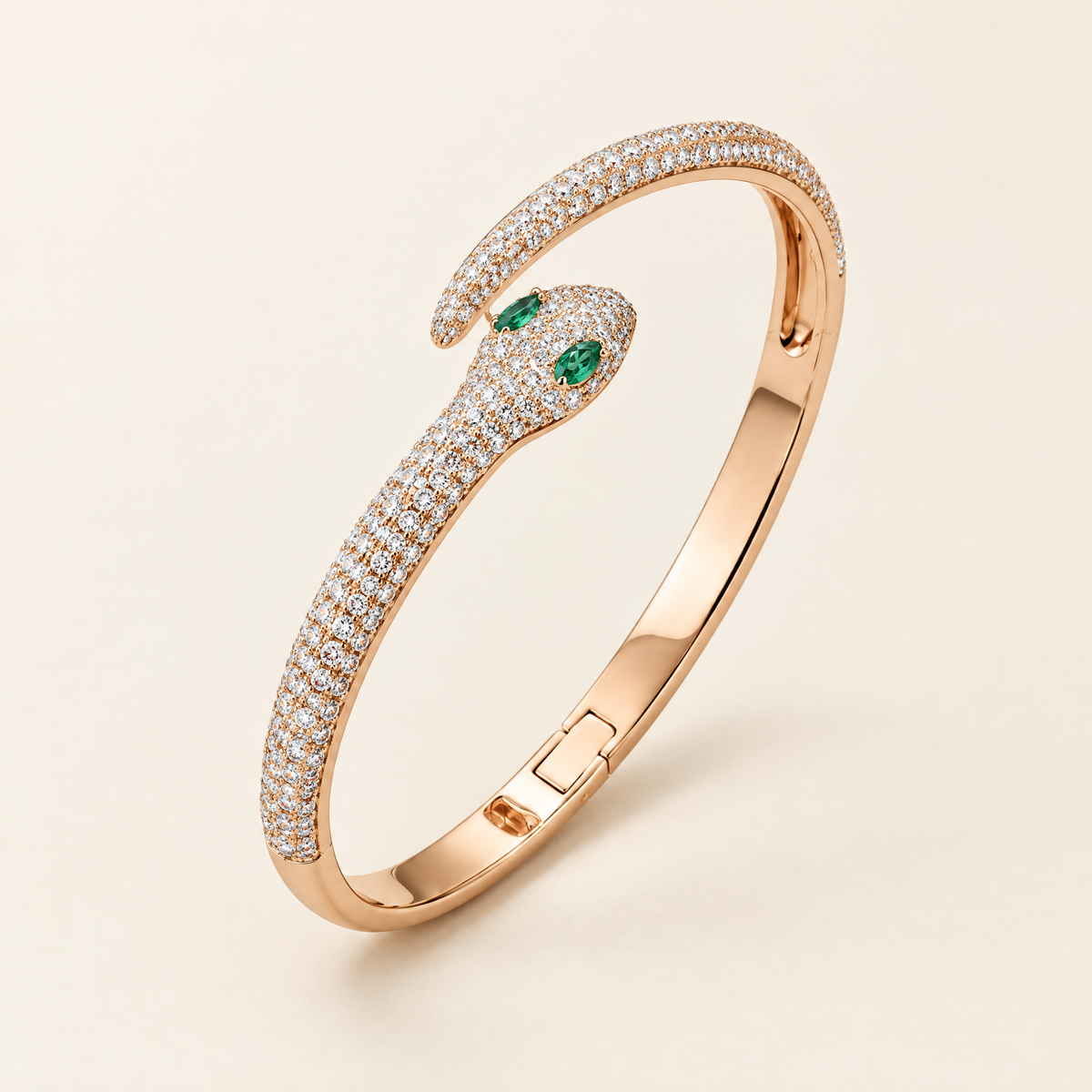 Cléo Moissanite Snake Bangle in Rose Gold