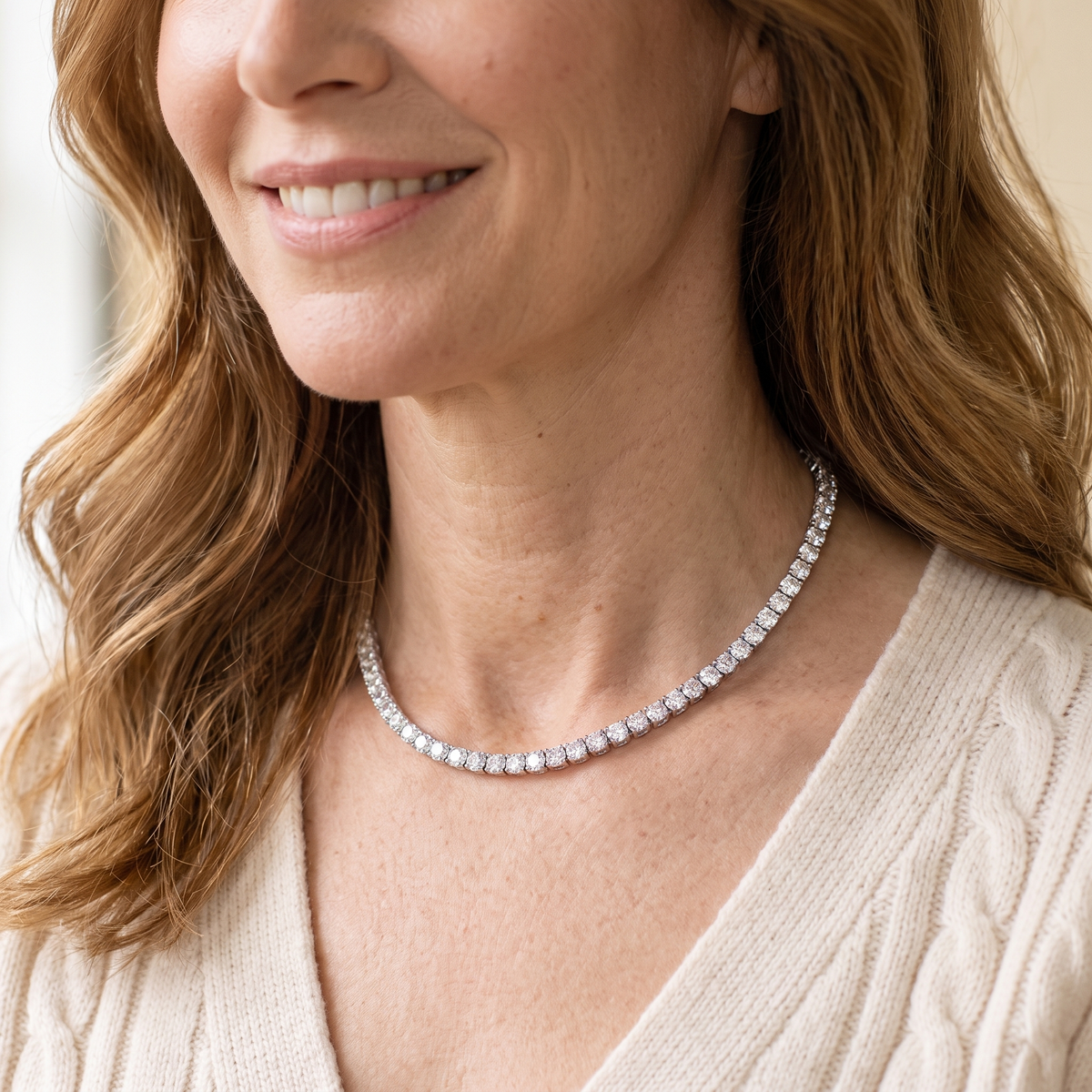 Colette Moissanite Tennis Choker, worn by a woman