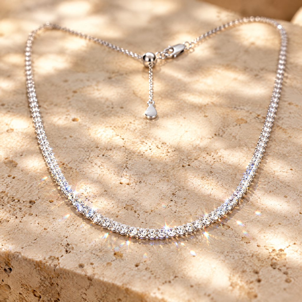 Colette Moissanite Tennis Choker, close-up detail