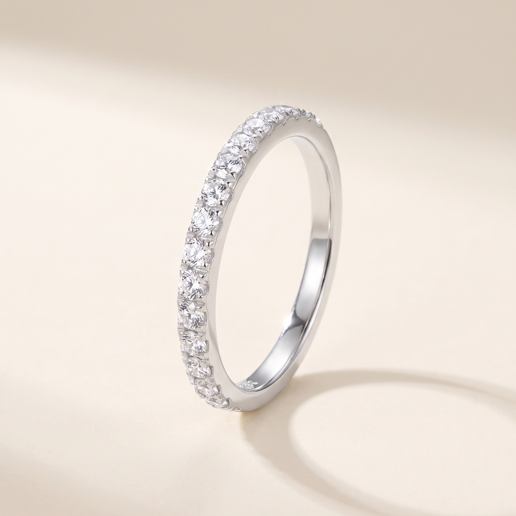 Demi Moissanite Half-Eternity Band in White Gold
