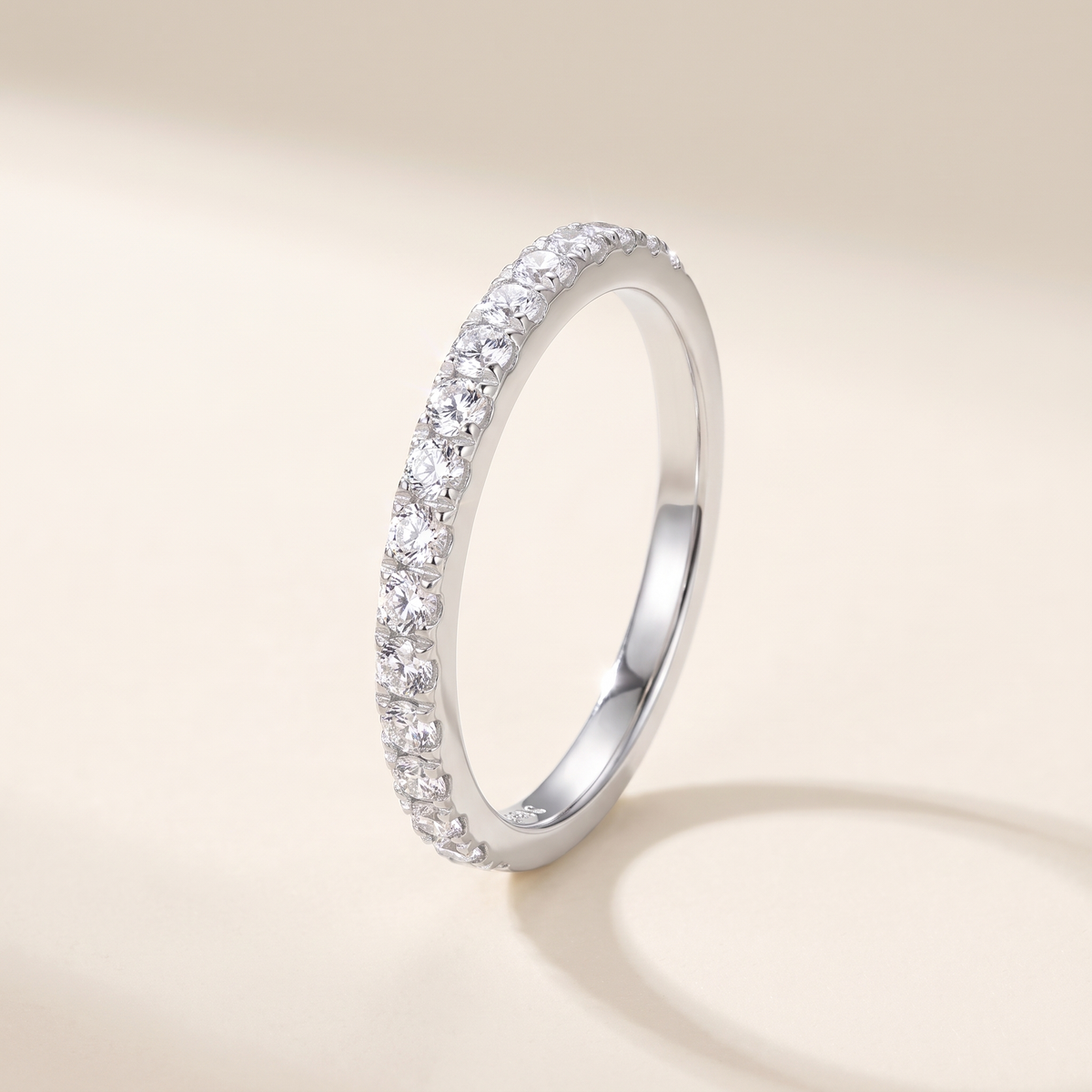 Demi Moissanite Half-Eternity Band in White Gold