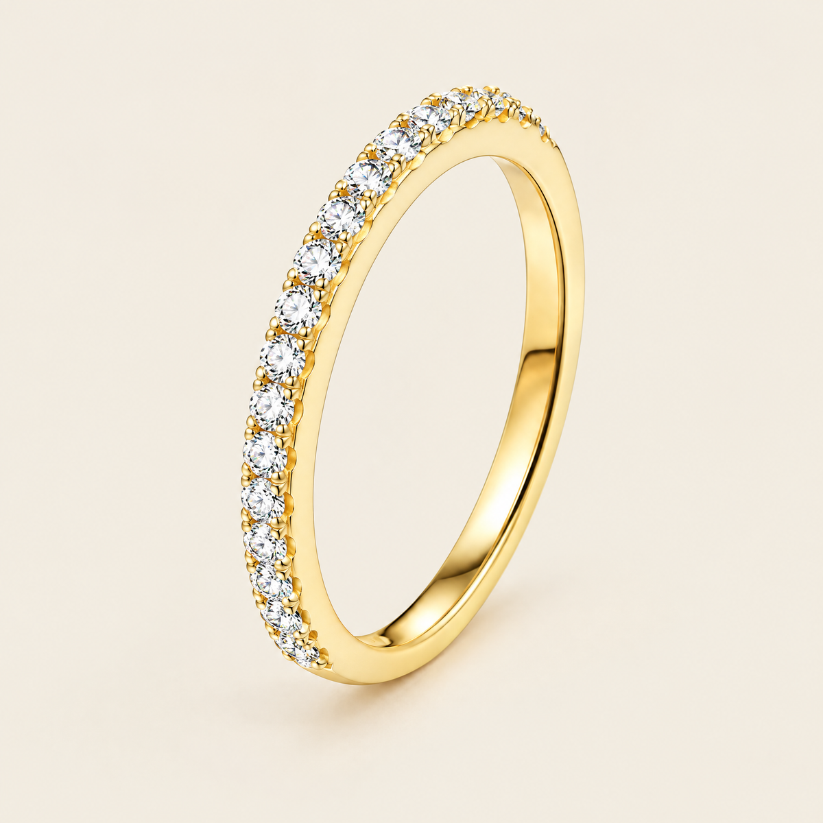 Demi Moissanite Half-Eternity Band in Yellow Gold