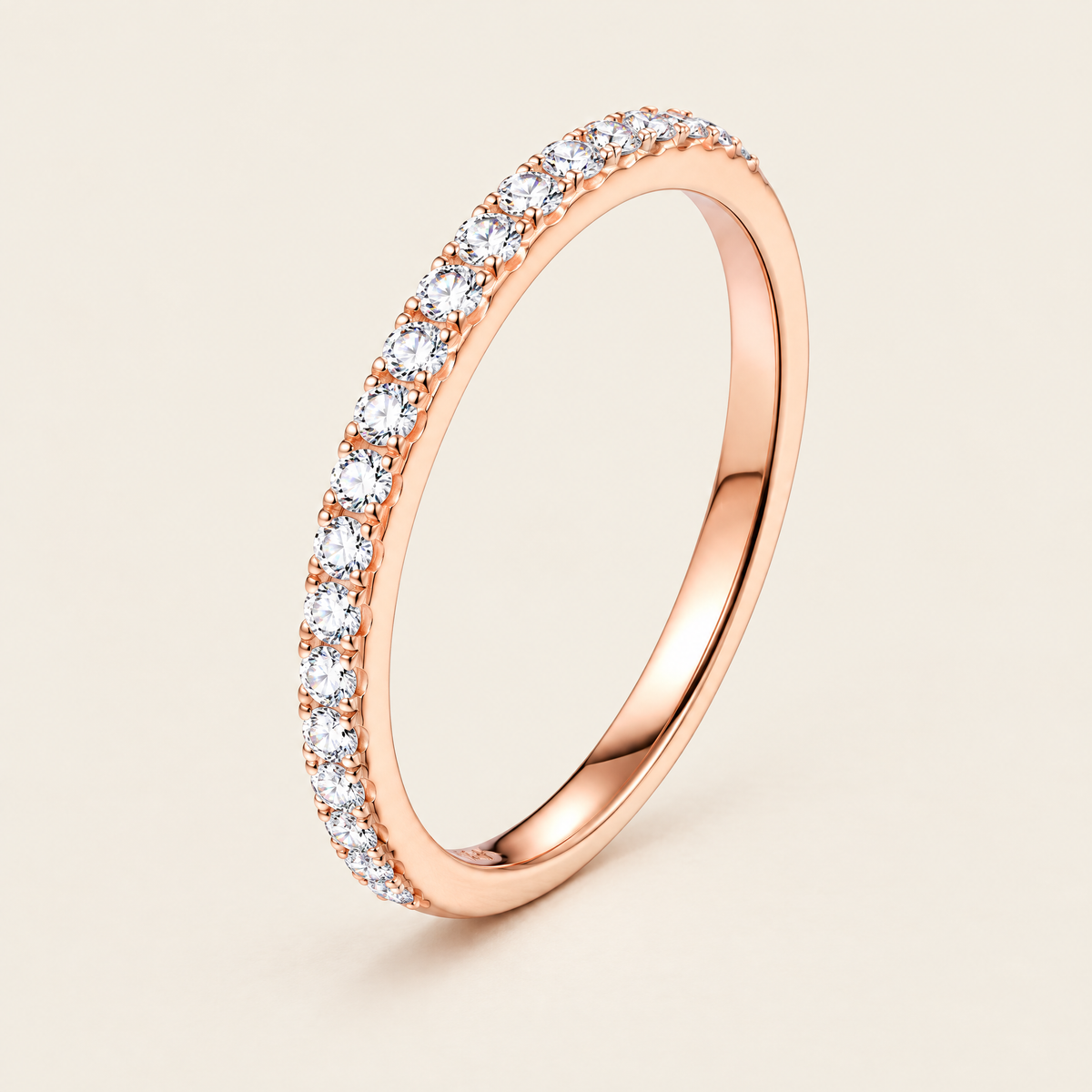 Demi Moissanite Half-Eternity Band in Rose Gold