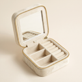 Escale Velvet Travel Jewelry Case with Mirror in Cream