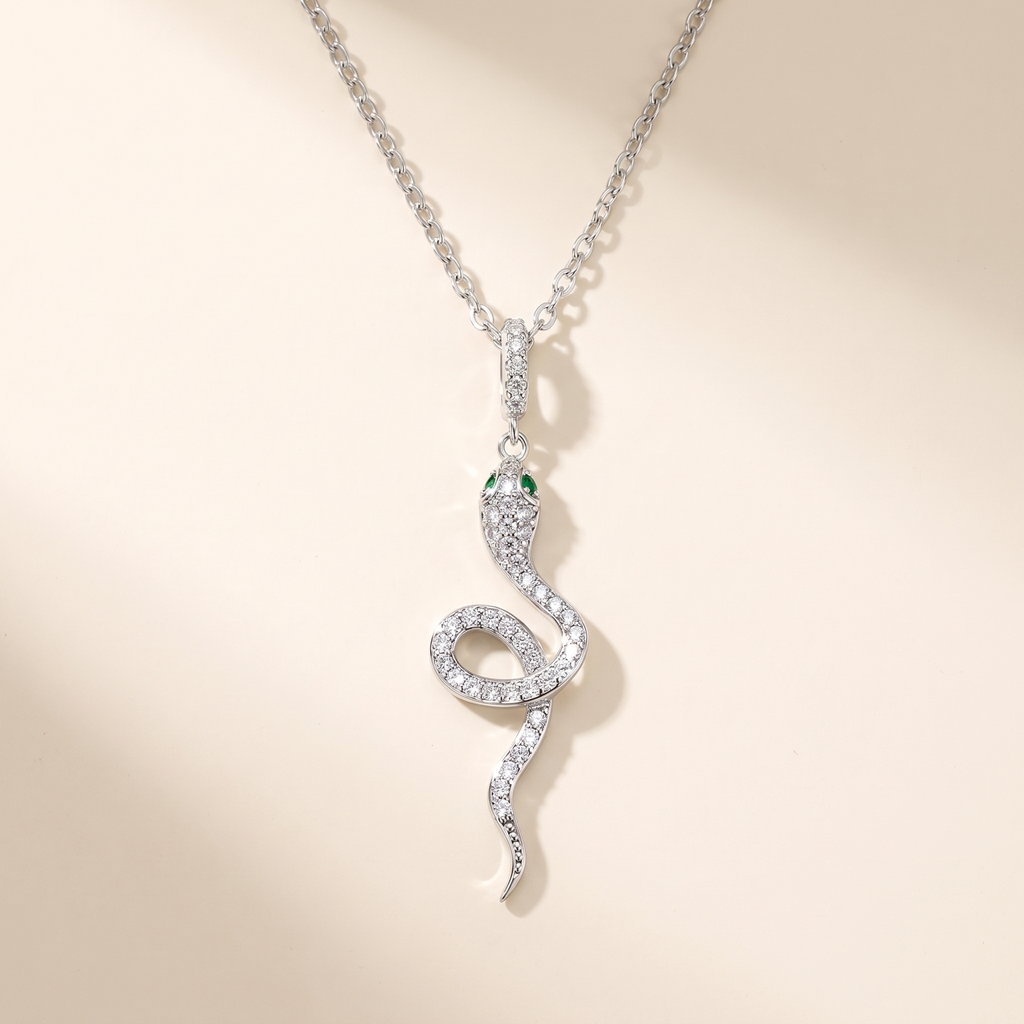 Ève CZ Snake Necklace in sterling silver
