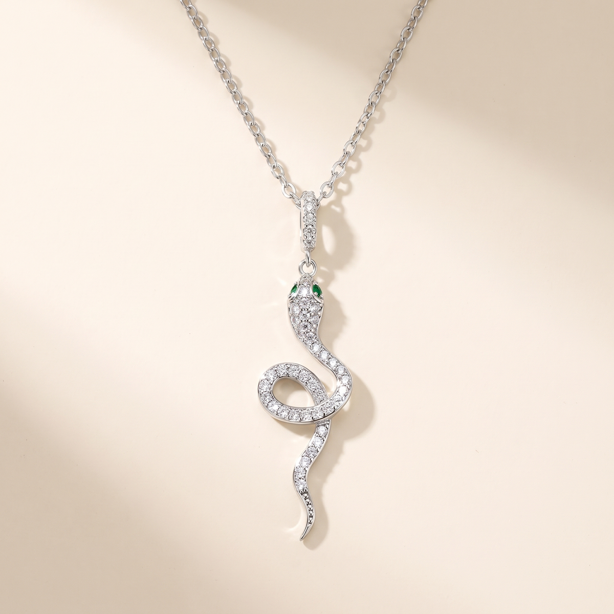 Ève CZ Snake Necklace in sterling silver