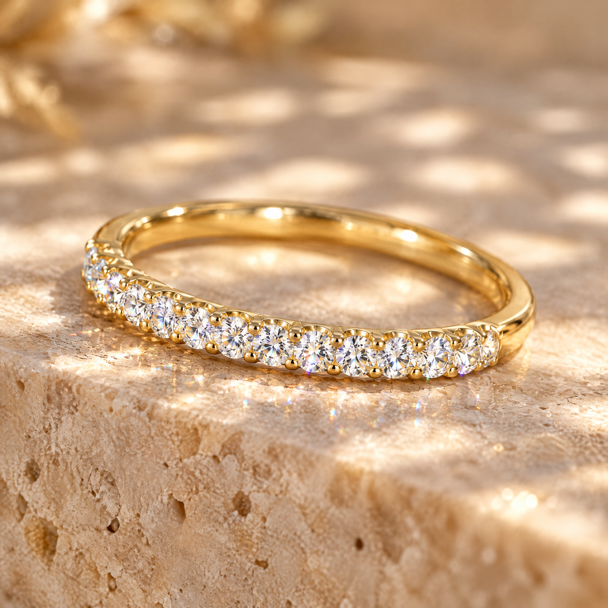 Fil Moissanite Stacking Band, 14K Gold Filled, close-up detail