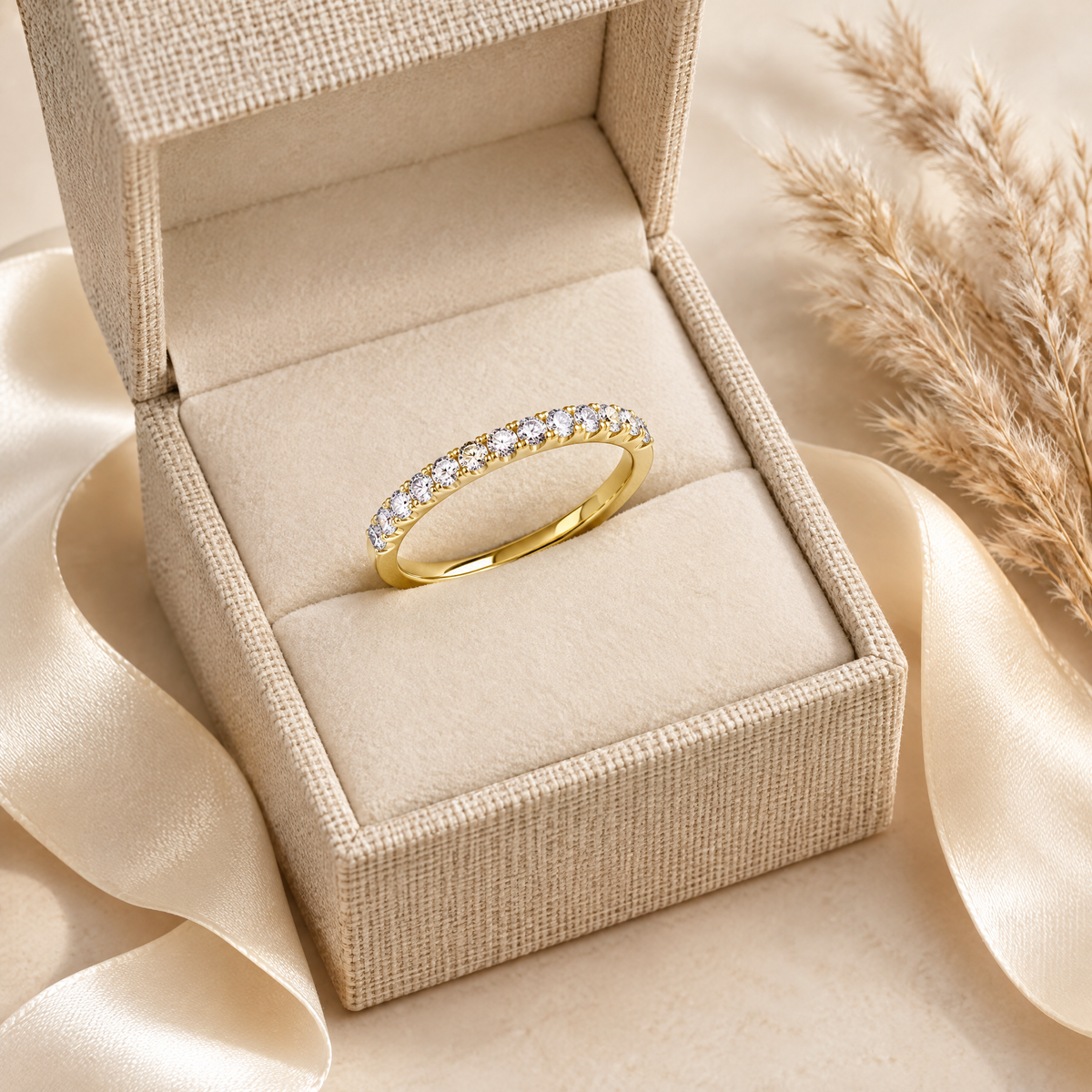 Fil Moissanite Stacking Band, 14K Gold Filled, presented in a box