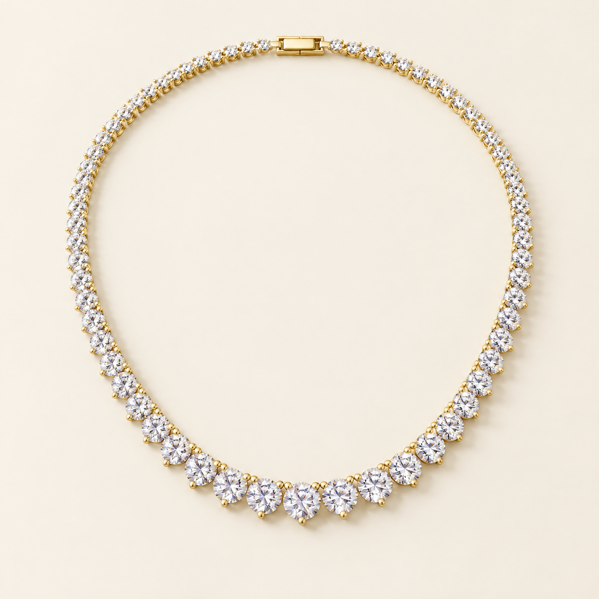 Grace Graduated Moissanite Tennis Necklace in Yellow Gold