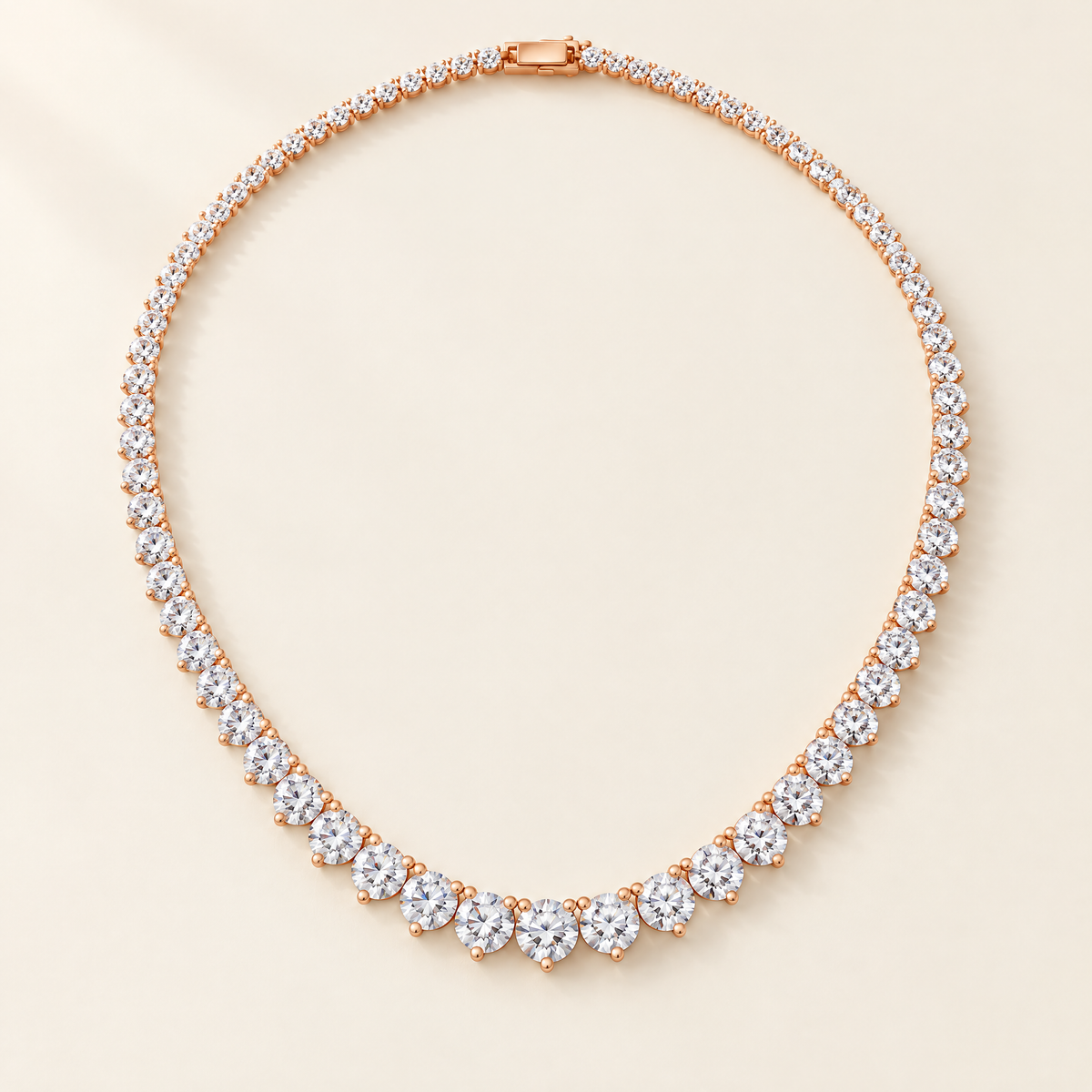 Grace Graduated Moissanite Tennis Necklace in Rose Gold