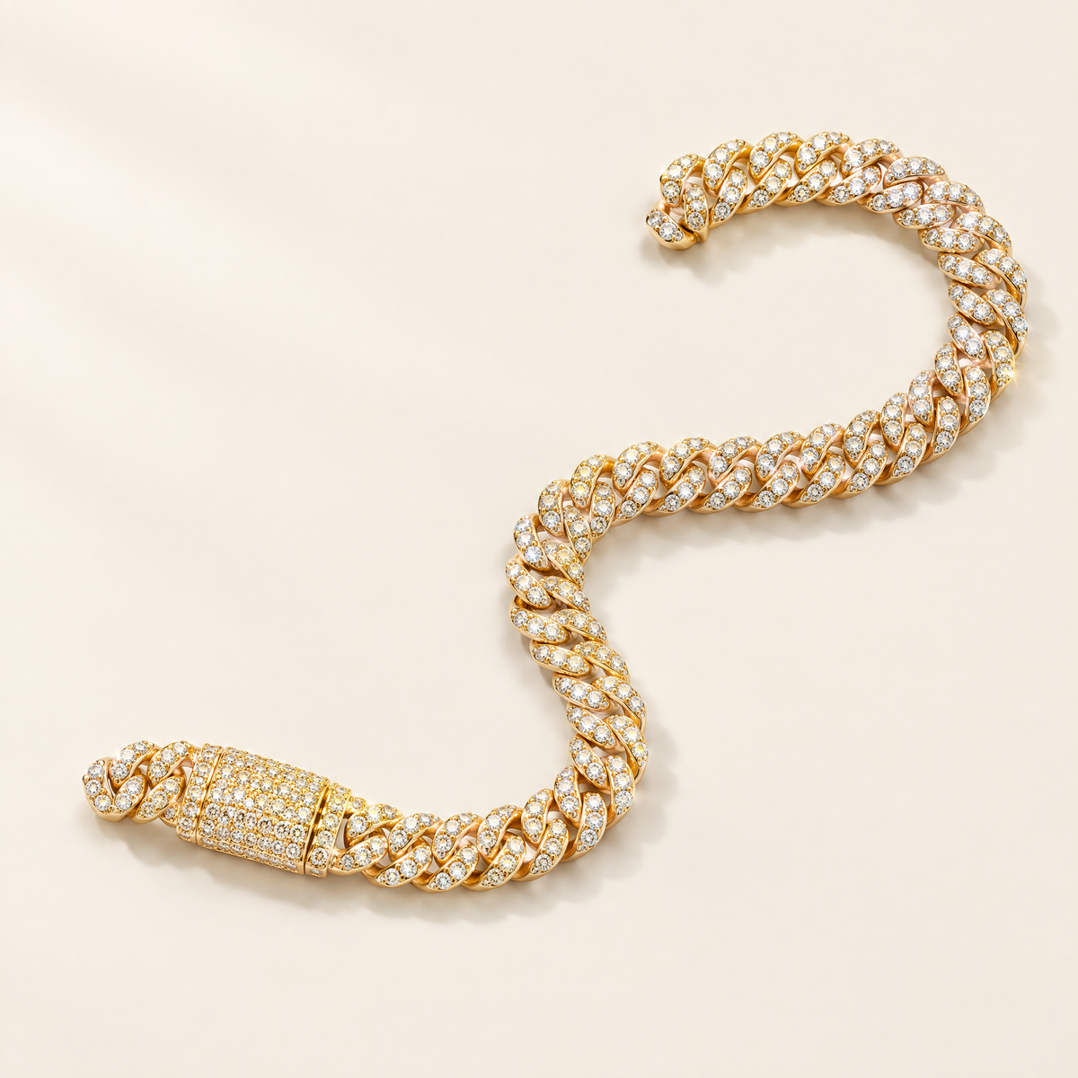Havane Moissanite Cuban Link Bracelet in Yellow Gold