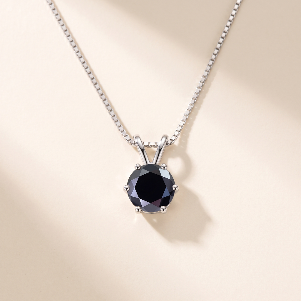 Iris Colored Moissanite Solitaire Necklace in White Gold