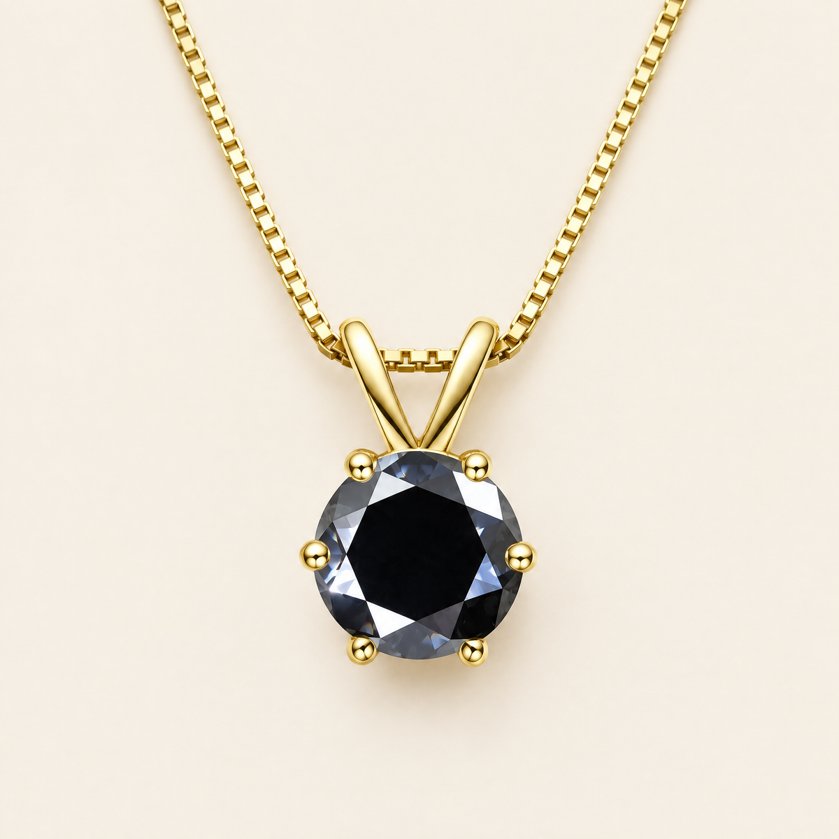 Iris Colored Moissanite Solitaire Necklace in Yellow Gold