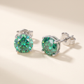 Iris Colored Moissanite Solitaire Studs in Green