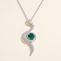 Isis Moissanite Coiled Snake Pendant in White Gold
