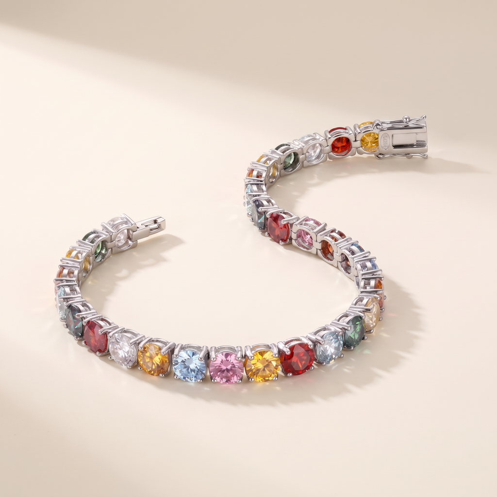 Kaléidoscope Rainbow Moissanite Tennis Bracelet