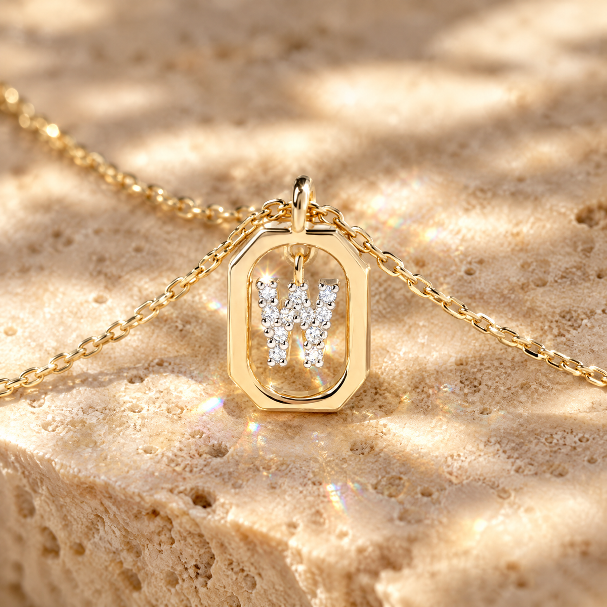 Lettre CZ Initial Necklace, close-up detail