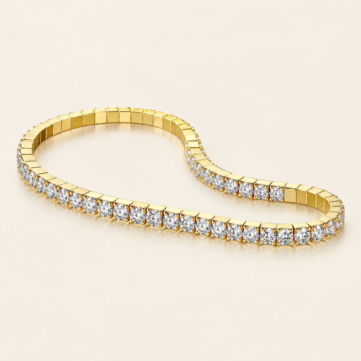 Lise Stretch Moissanite Tennis Bracelet in Yellow Gold
