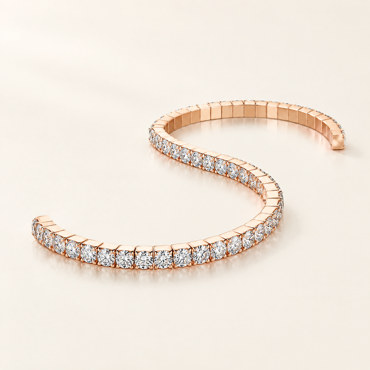 Lise Stretch Moissanite Tennis Bracelet in Rose Gold