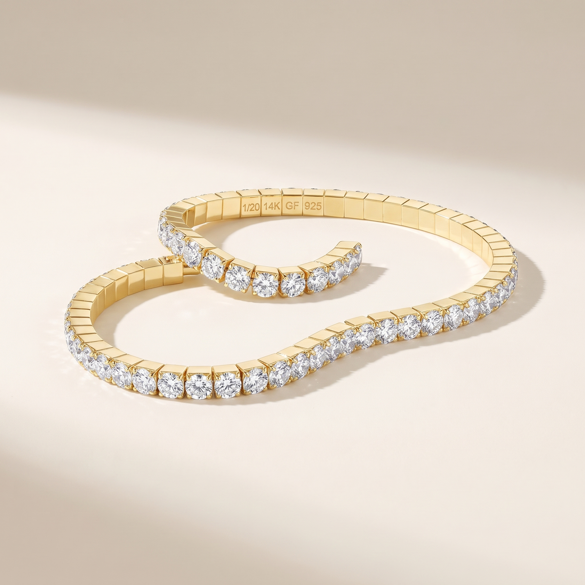 Lise Stretch Moissanite Tennis Bracelet, 14K Gold Filled, in Yellow Gold