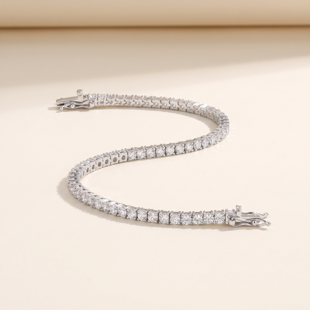 Lou Dainty Moissanite Tennis Bracelet in White Gold