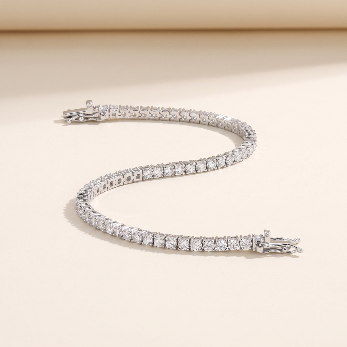 Lou Dainty Moissanite Tennis Bracelet in White Gold
