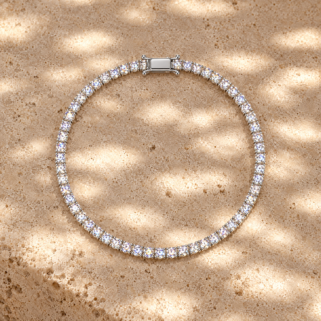 Lou Dainty Moissanite Tennis Bracelet, close-up detail