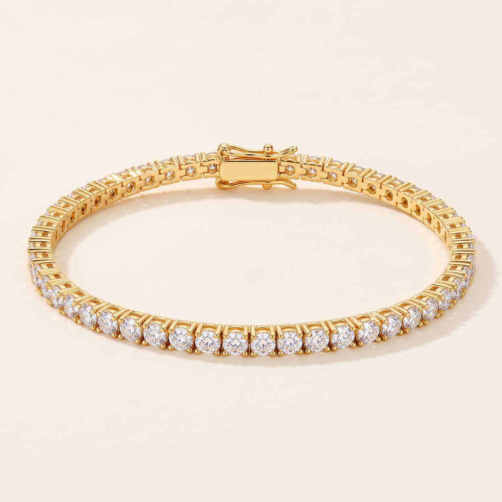 Lou Dainty Moissanite Tennis Bracelet in Yellow Gold