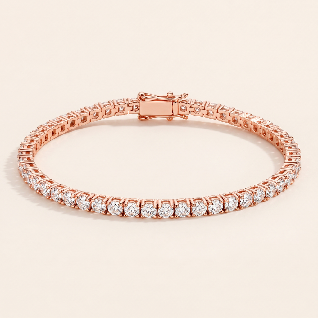 Lou Dainty Moissanite Tennis Bracelet in Rose Gold