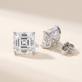 Lucienne Asscher-Cut Moissanite Studs in White Gold