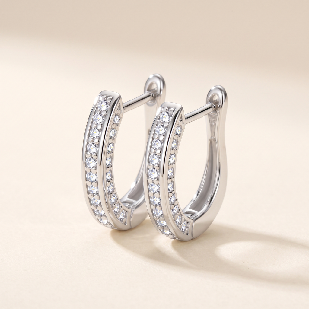 Lulu Moissanite Pavé Huggies in 18K White Gold