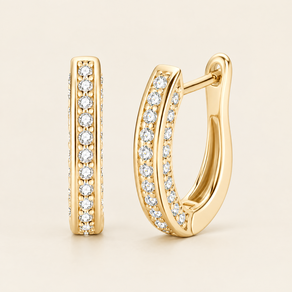 Lulu Moissanite Pavé Huggies in 14K Yellow Gold