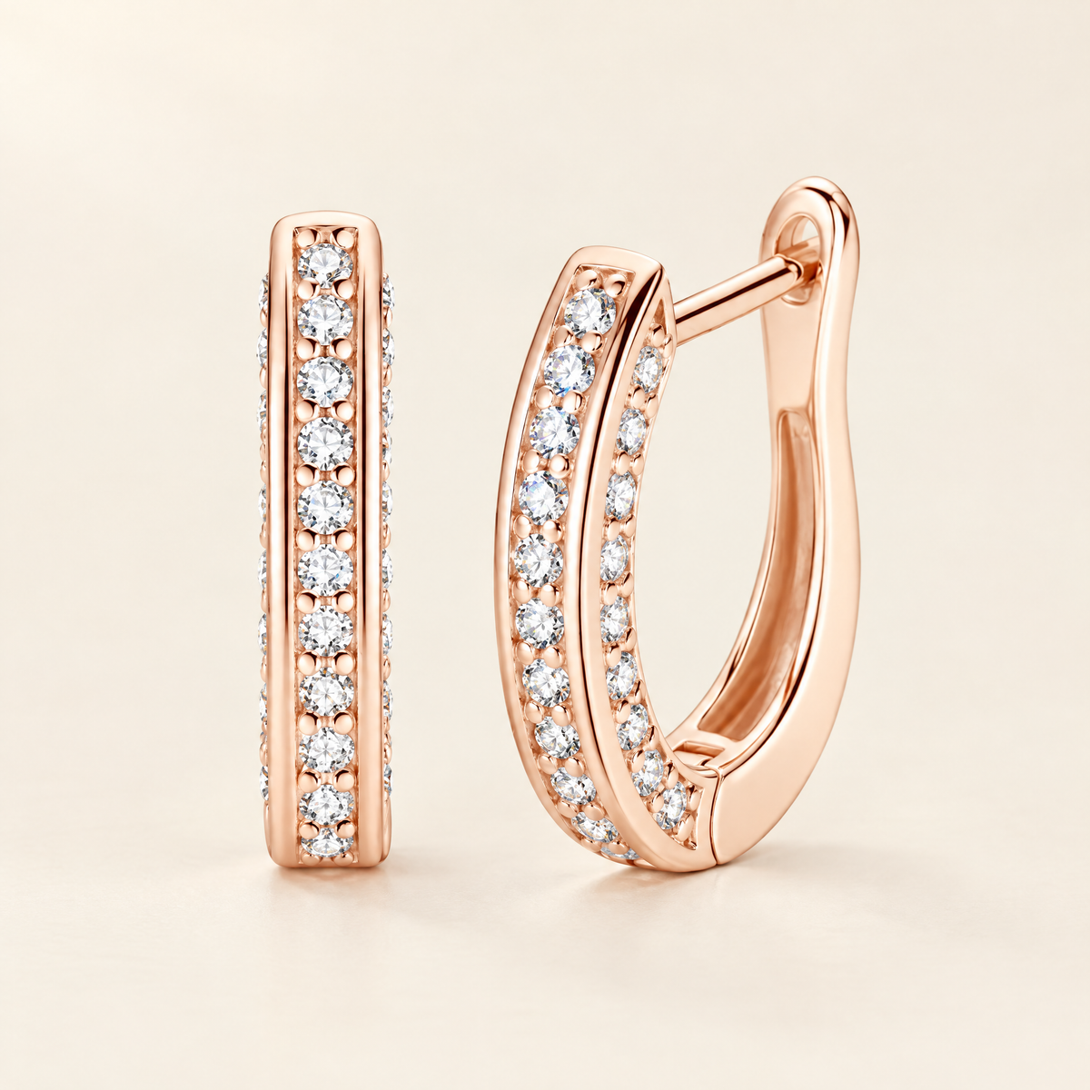 Lulu Moissanite Pavé Huggies in 18K Rose Gold