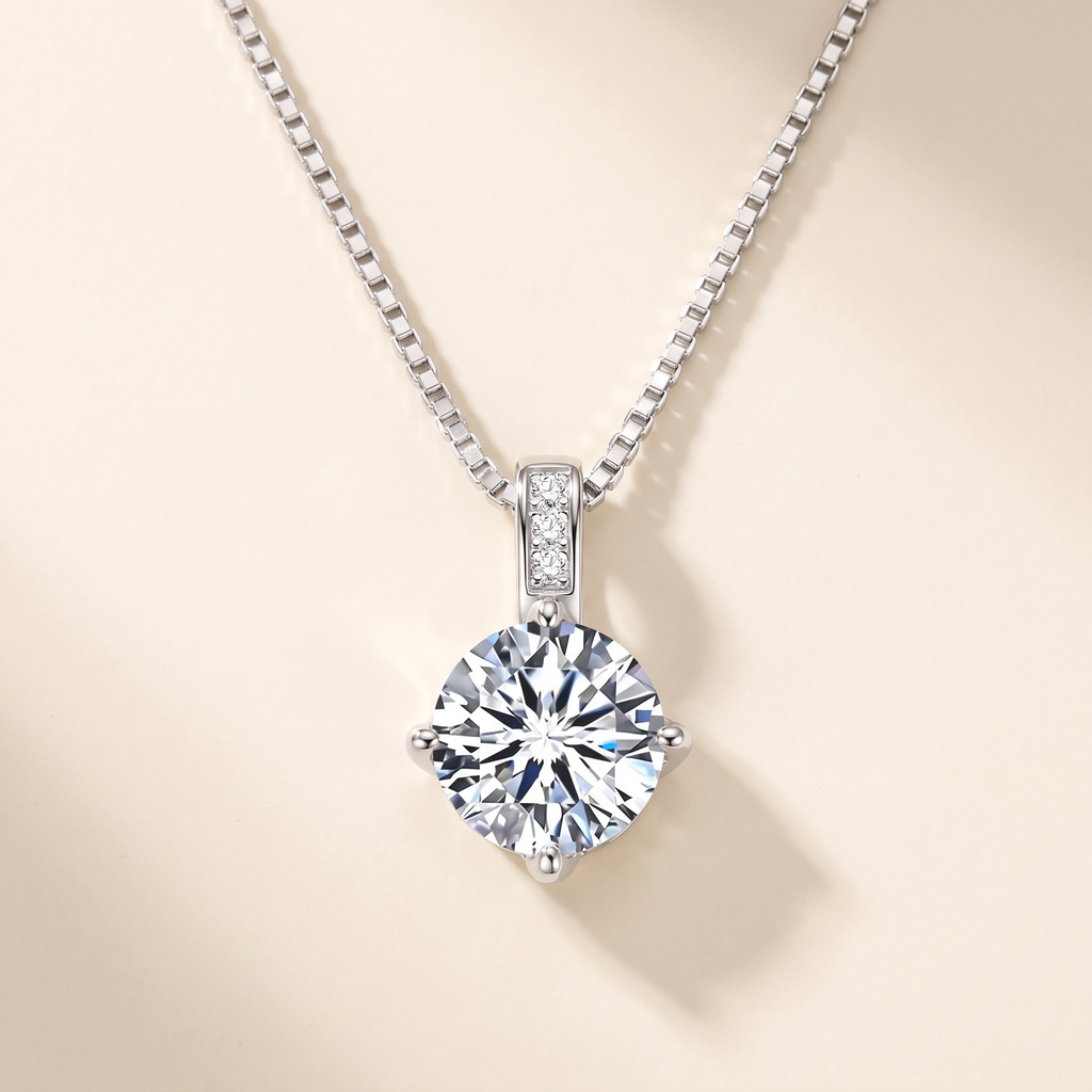 Lyra Pavé Bail Moissanite Necklace in White Gold